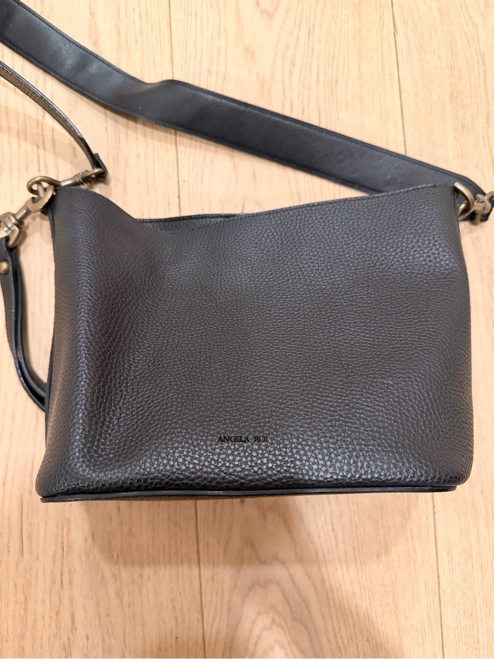 Angela Roi Black Pebbled Crossbody Satchel